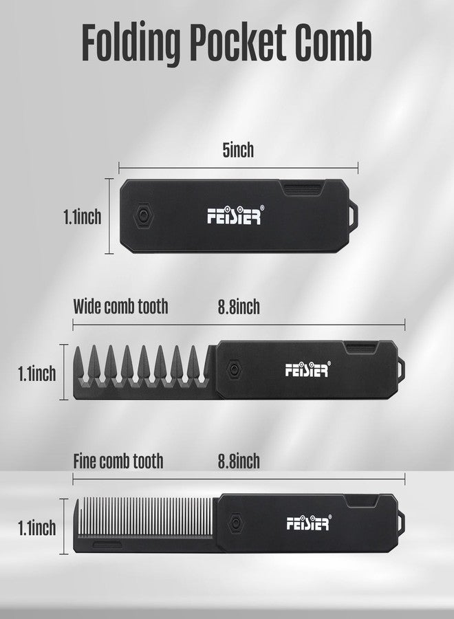 FEISIER Folding Hair Comb for Men, Pocket Comb with Fine & Wide Tooth,Styling Comb for Travel and Everyday Grooming Combing Hair,Beard or Mustache - Image 3